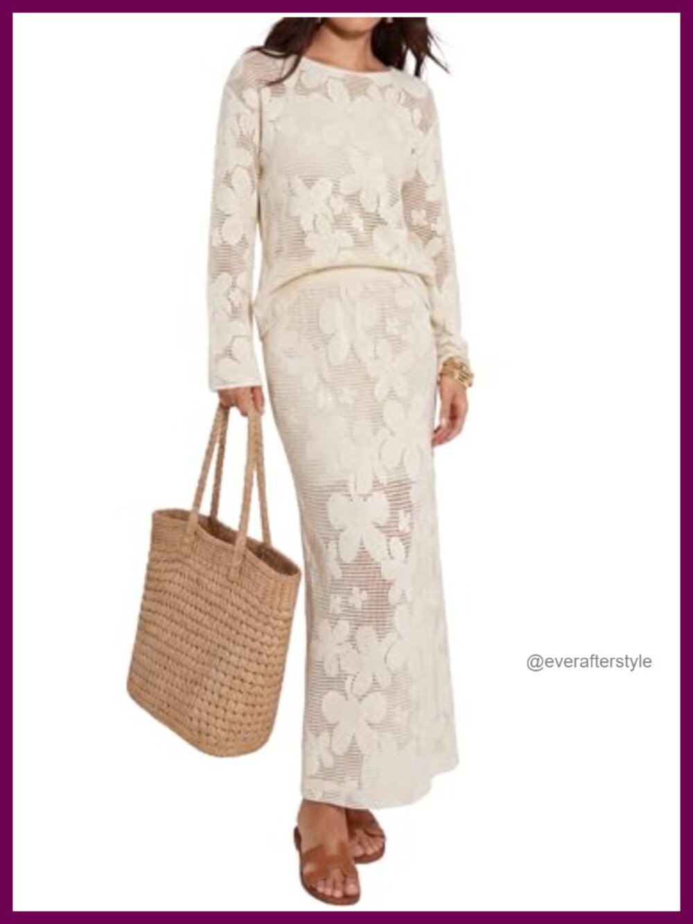 Womens Crochet Cover Up 3 Piece Skirt Set Long Sleeve Midi Vacation Beach